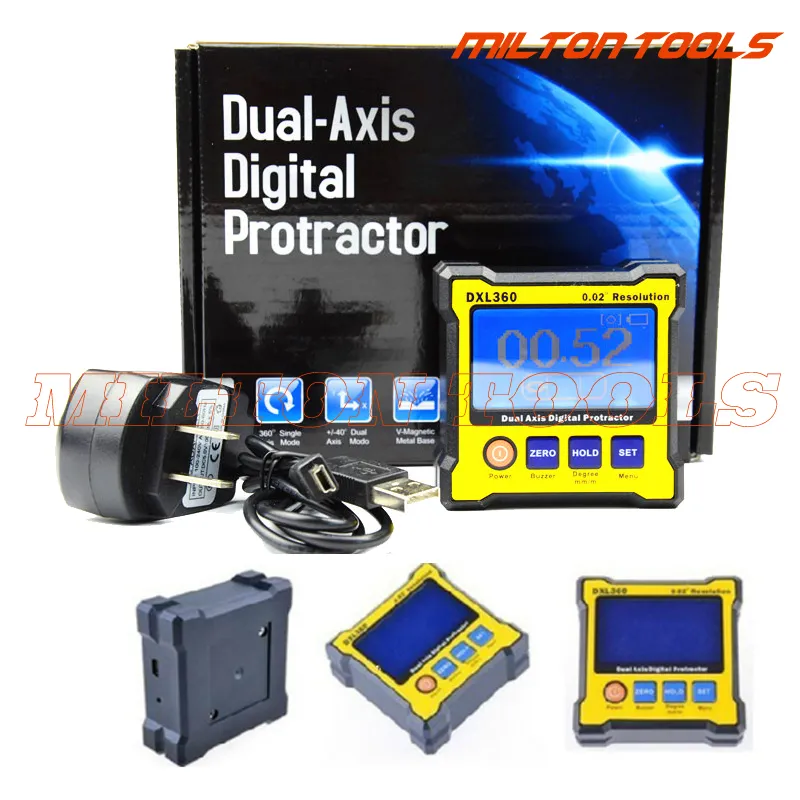 DXL360 Digital Protractor Inclinometer Meter Level Box Dual Axis Angle Sensor 