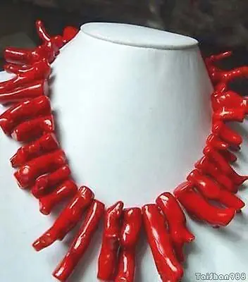 

Hot sale Free Shipping>>>>>Beautiful Genuine Natural Red Coral Branches Necklace