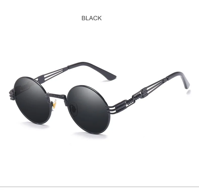 Роскошные круглые солнцезащитные очки в металлической оправе стимпанк мужские Для женщин модные очки Брендовая дизайнерская обувь в ретро-стиле Винтаж очки в стиле стимпанк UV400 - Цвет линз: BLACK GREY