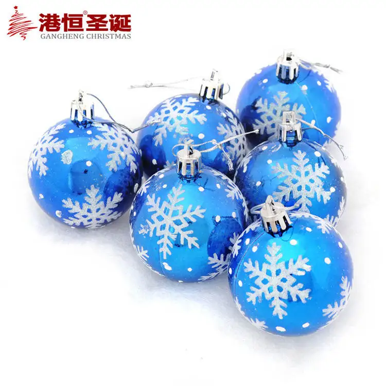 6 шт., подвесные шары для рождественской елки диаметром 6 см, цветные украшения для рисования в виде снежинок, рождественские, вечерние, свадебные украшения для дома - Цвет: Синий