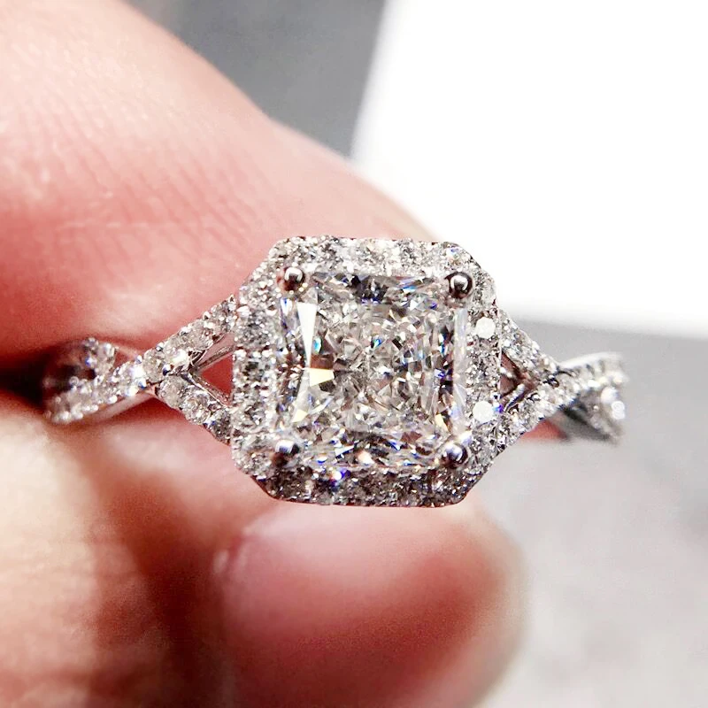 

11.11 Big 90% OFF! New 100% Original 925 Sterling Silver Rings Square 3 Carat Clear Cubic Zircon Wedding Rings for Women NR065