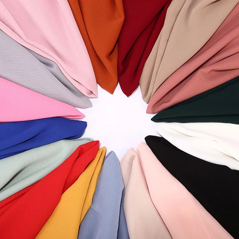 Шифоновый шарф Тюрбан женский сплошной цвет пузырь обертывание печати однотонный платок тюрбан натуральный морщин мусульманский платок шарф
