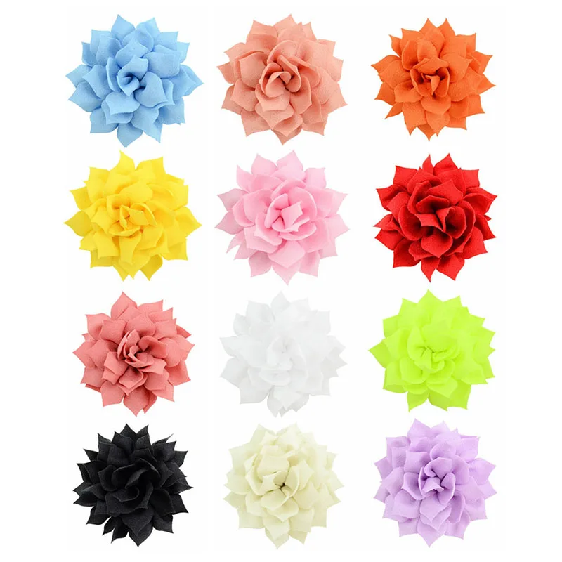 

12pcs/lot Mixed Colors Approx 2.75" Chiffon Flower Kids Girls Hairclips Baby Hairpin Headwear Hair Clips DIY Hair Accessories