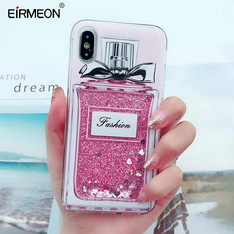

Cover For iPhone XR X XS Max Case Liquid Quicksand Glitter For iPhone 6 6s 7 8 Plus 5S SE Milk Bottle ice cream Soft TPU Case