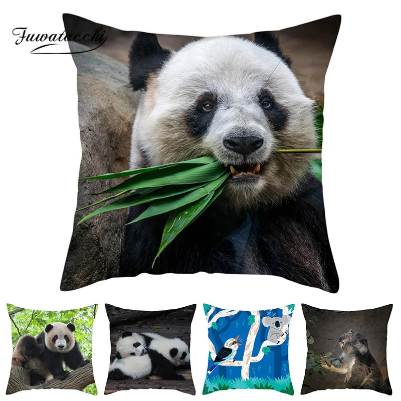 

Fuwatacchi HD Koala Panda Cushion Cover Animal Printed Pillows Cover Polyester Pillowcase for Home Sofa Decorative Throw Pillows