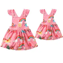 Летние платья для маленьких девочек Детские вечерние Pegeant пачка платье единорог с рукавами-крылышками платья с открытой спиной