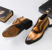 Martin botas sapatas de vestido dos homens laço de couro genuíno up mix cor de salto baixo tornozelo botas do exército smart casual de alta topo sapatos casuais