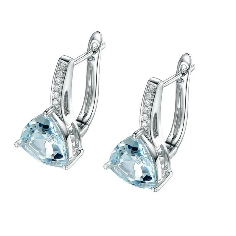 

Fashion Silver Color Blue Crystal Zirconia Heart Hoop Earring Small Loop Huggies Earring for Grils Women Popular Jewelry E262