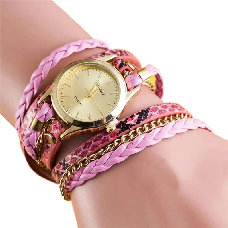 New Fashion Women's watches casual watches Around Bracelet Watch Synthetic Leather Chain Watch Clocks Female Reloj mujer M11 (3)