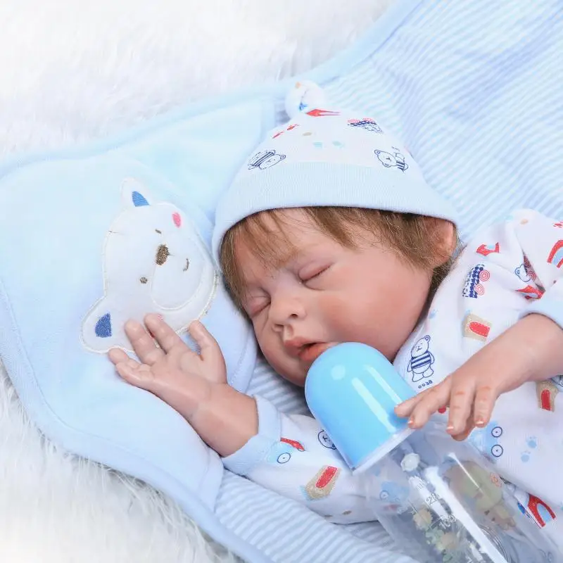 

DollMai boy reborn full silicone dolls baby alive 20"bebes reborn menino bonecas rooted eyelash hair high-end collection dolls