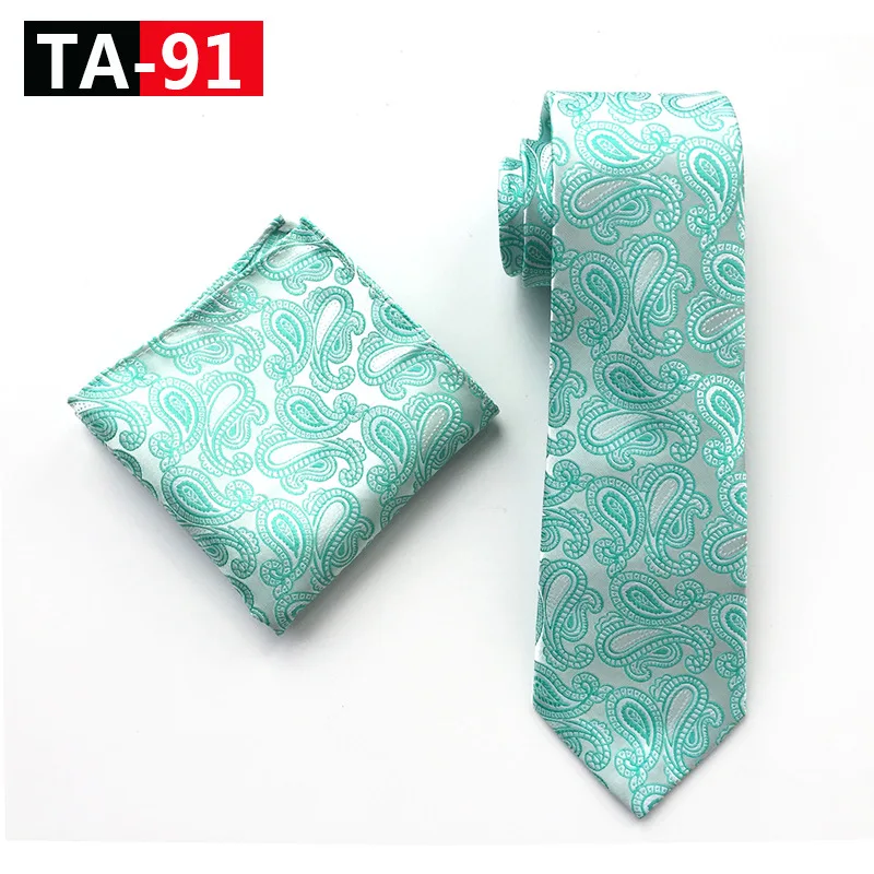 Classic Novelty 23 Style Mens Tie Pocket Square Set Silk Paisley Flower Floral Gird Necktie Set Business Wedding Party Tie Set - Цвет: TA-91