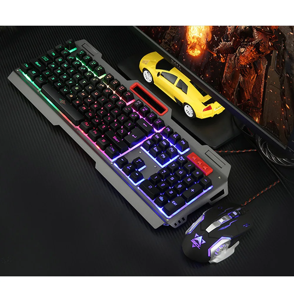 

New K38 104Keys LED Backlit Usb Ergonomic Gaming Keyboard + 3200dpi Gamer Mouse Fashion Convenience 17Sept26 hh33