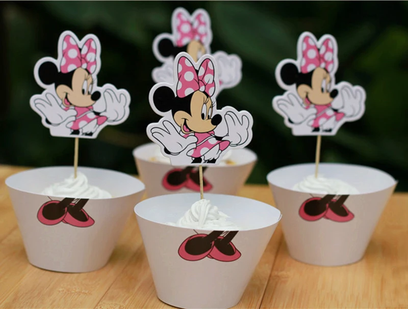 Бумажные обертки для кексов Minne Mouse 12 комплектов чехлы детской вечеринки