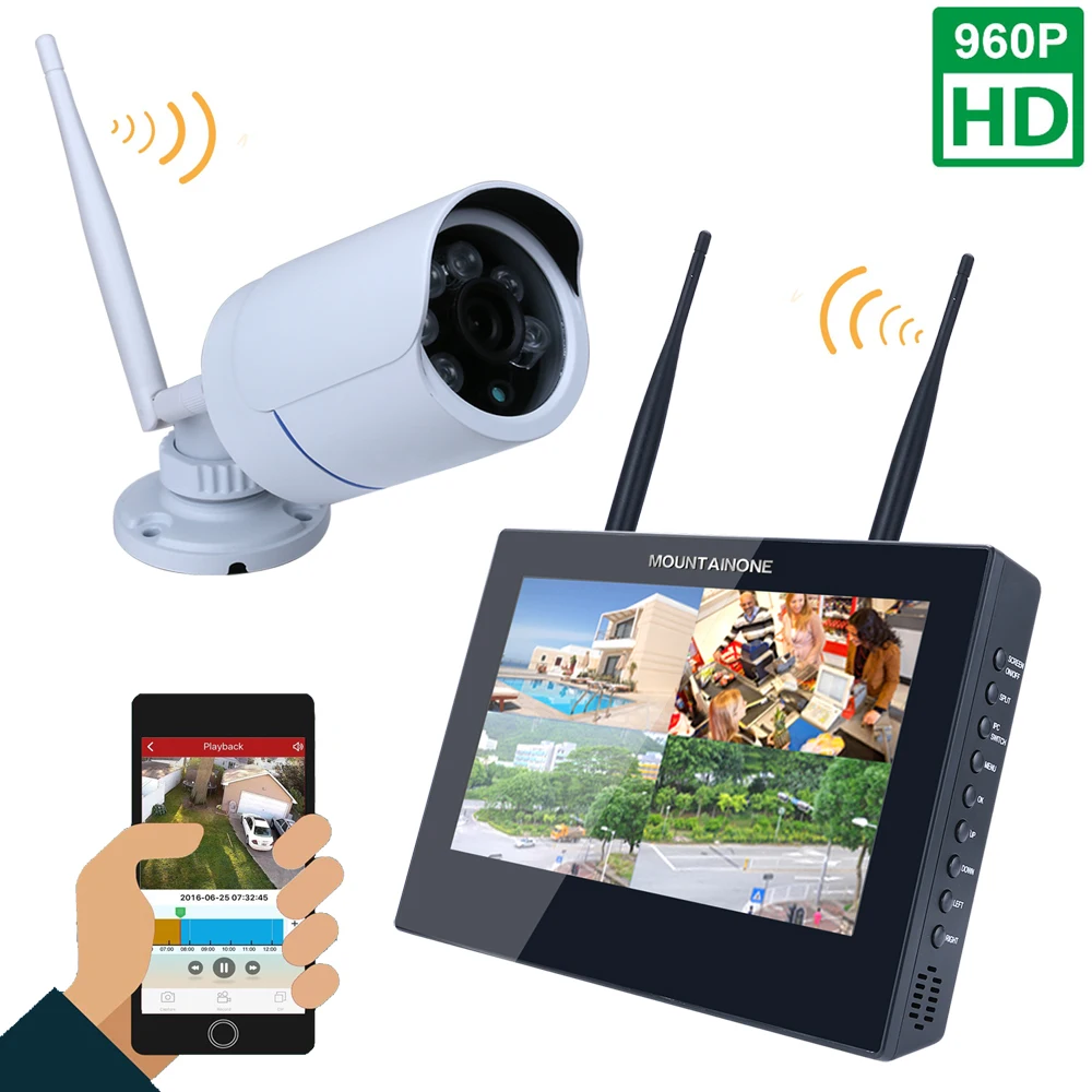 - 4CH Wireless IP Cameras Outdoor Bullet Waterproof 960P CCTV Security Video Surveillance Network DVR NVR System Kit