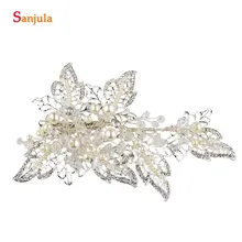 Блестящие хрустальные Серебряные Листья заставки жемчугом свадебный Глава Аксессуар для невест Новое поступление Accessoire Mariage T003