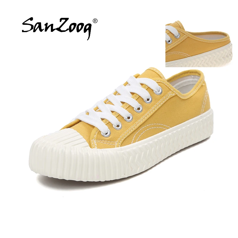 

Women Canvas Shoes Summer Fashion White Shoes Woman 2019 New Designer Vulcanized Canvas Sneakers Female Low Casual Street Shoes