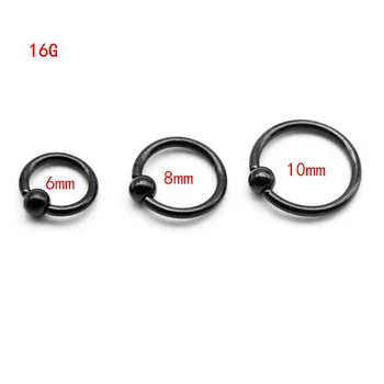 

HENGKE Black Captive Hoop Ball Rings BCR Eyebrow Tragus Nose Nipple Ring Bar Lips Body Piercing Jewelry 316L Stainless Steel