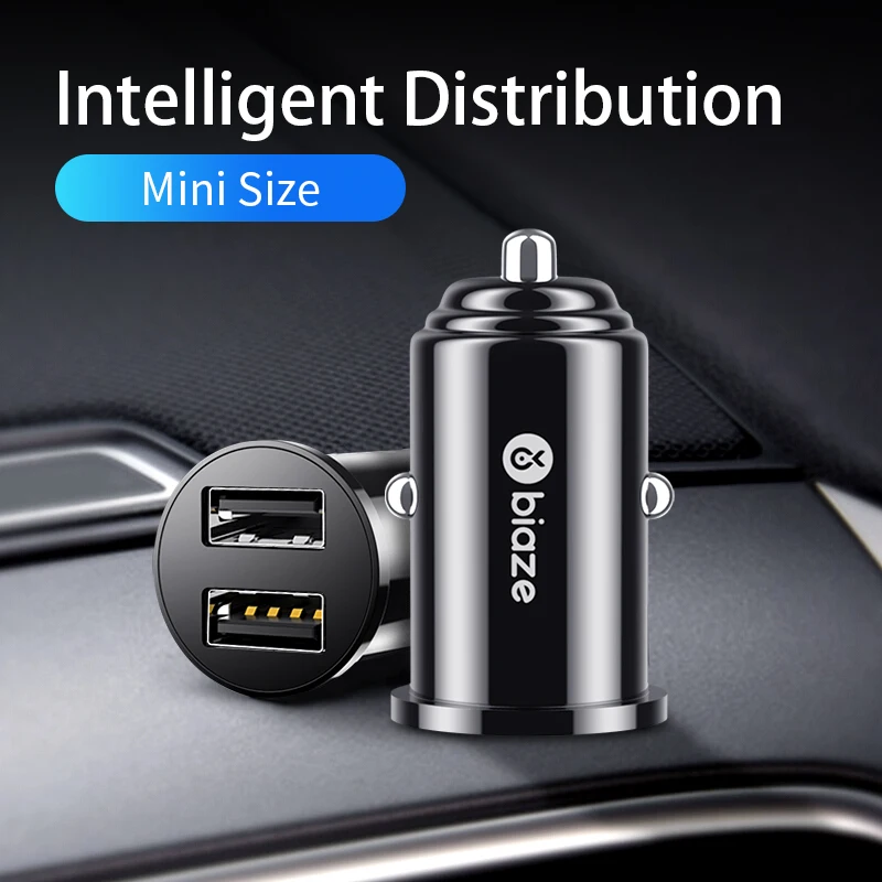 Biaze 3.1A المزدوج USB شاحن سيارة مصغرة USB شواحن العالمي ذكي شحن السيارات شاحن آيفون سامسونج الهاتف المحمول