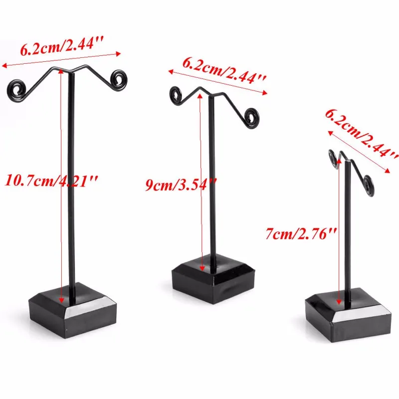 3 шт./компл. дерева металла серьги Цепочки и ожерелья ювелирных изделий Дисплей черный стойка вешалка держатель Показать стойки ювелирных изделий