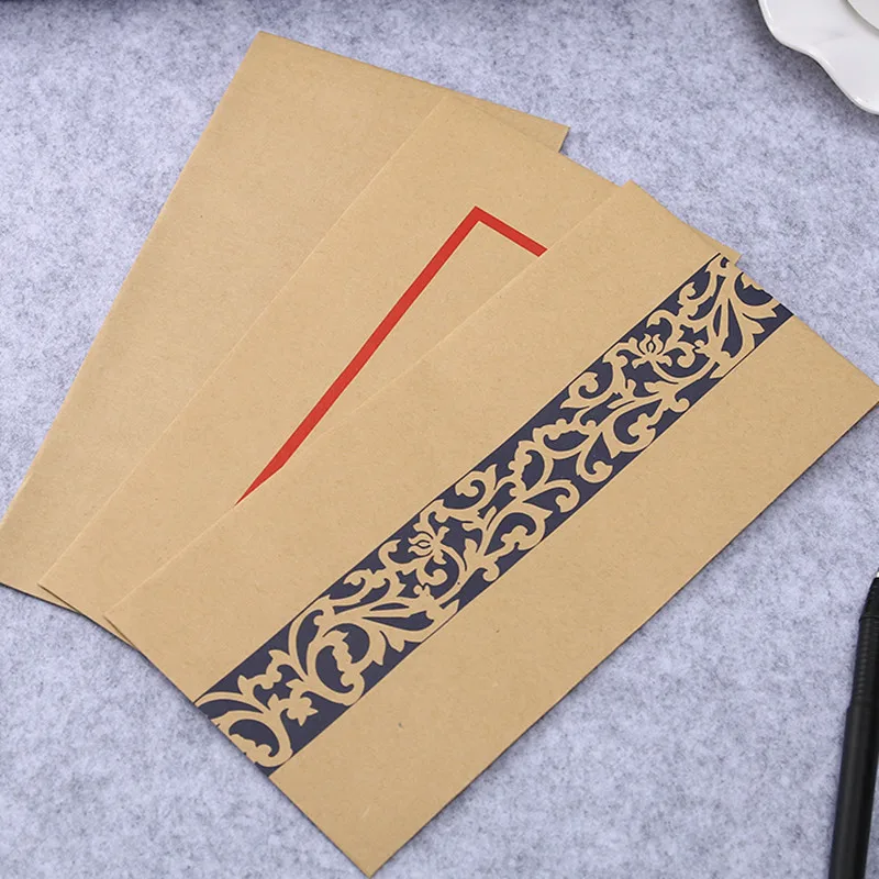 

Coloffice 10PCS/Set Creative Greeting Card Letter Papaer Retro Chinese Style Kraft Paper Lacquer Envelopes Storage Blank School