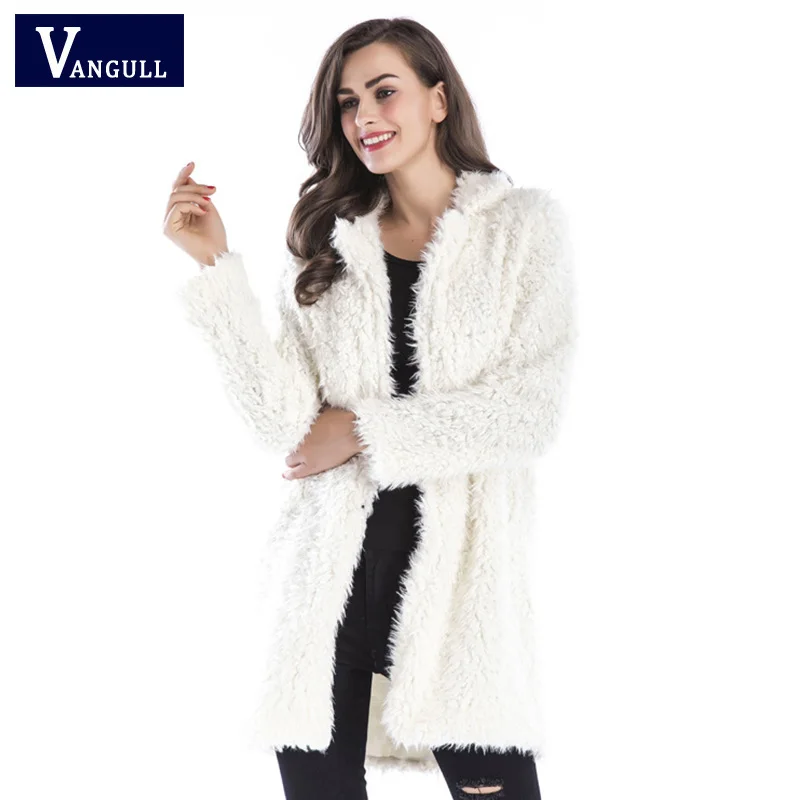 Женское кашемировое пальто из искусственной овчины, модная длинная куртка с искусственным мехом, осенне-зимняя элегантная верхняя одежда, casaco feminino VANGULL, новинка