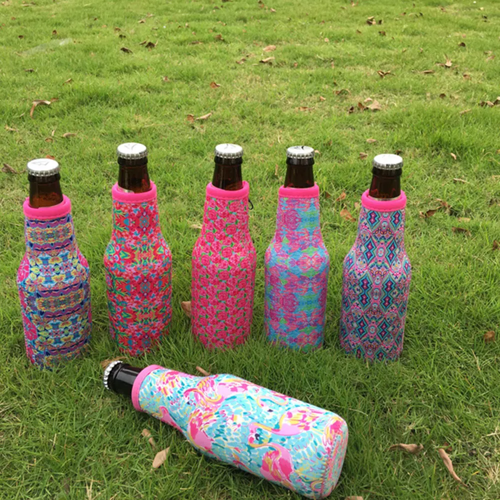 Personalized Beer Wine Bag Insulated Neoprene Beverage Bottle Holder Carrier With Zipper Closure