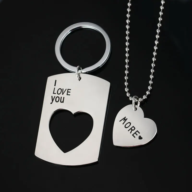 2 шт. брелок из нержавеющей стали с надписью I Love You More| |