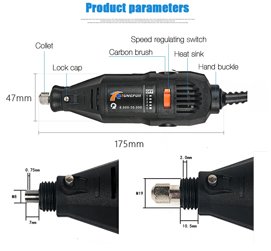 Tungfull Dremel Стильный Электрический Роторный инструмент с переменной скоростью мини-дрель инструмент для полировки гравировки сверления с электроинструментом аксессуар