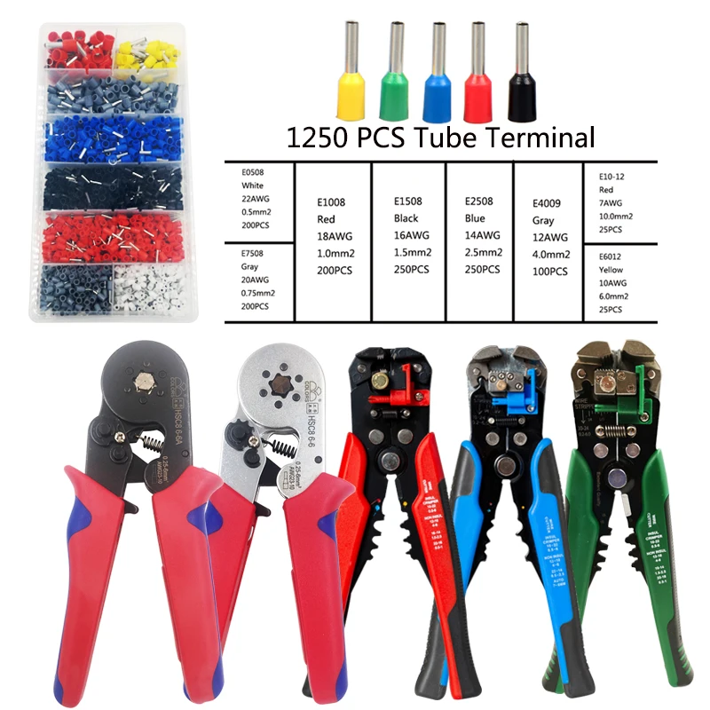 

Multitool wire stripper crimping pliers crimp tube terminal calbe terminals wire connector AWG22-7 0.5-10mm2