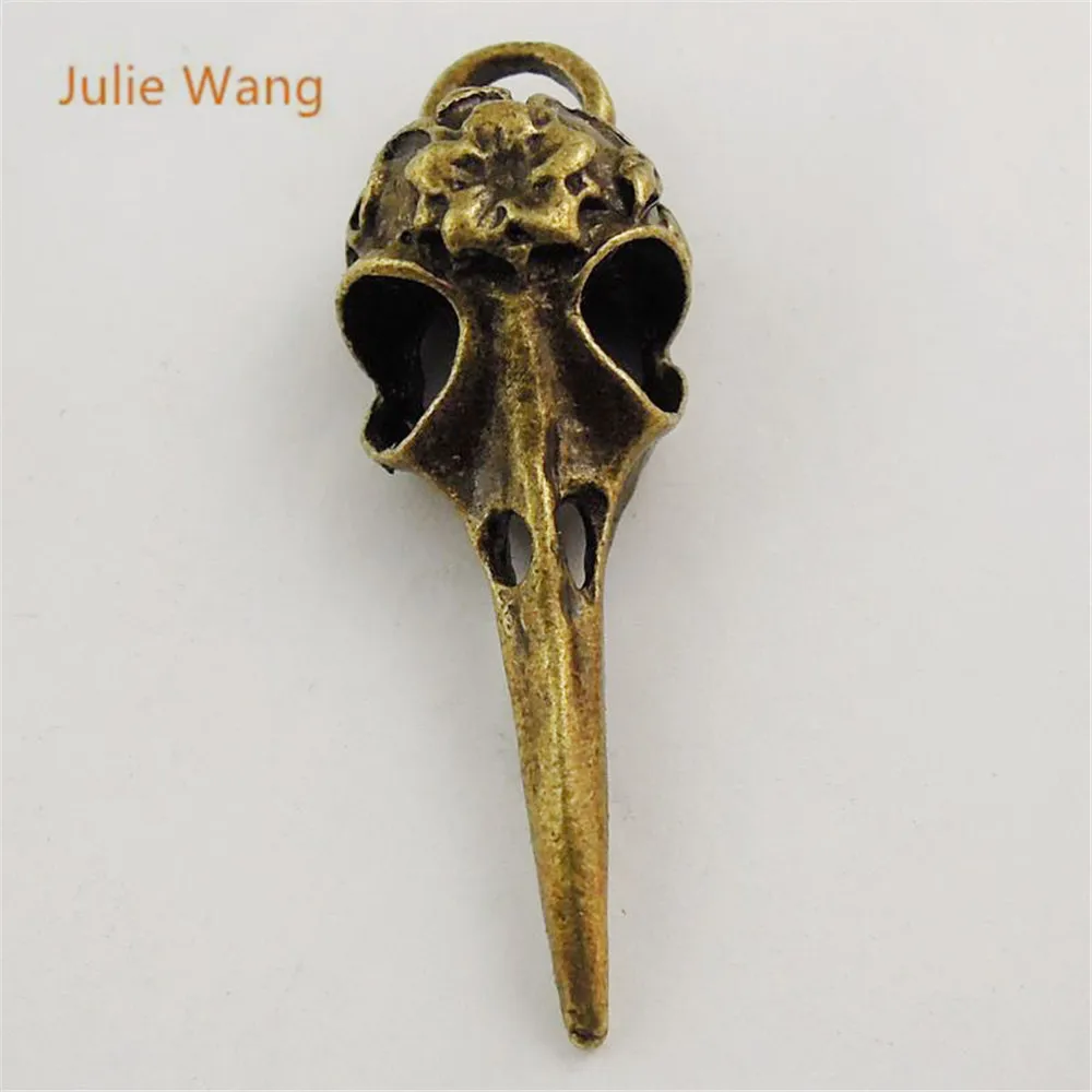 Julie Wang 5 шт. Подвески в виде птичьего клюва черепа головы птицы античный бронзовый