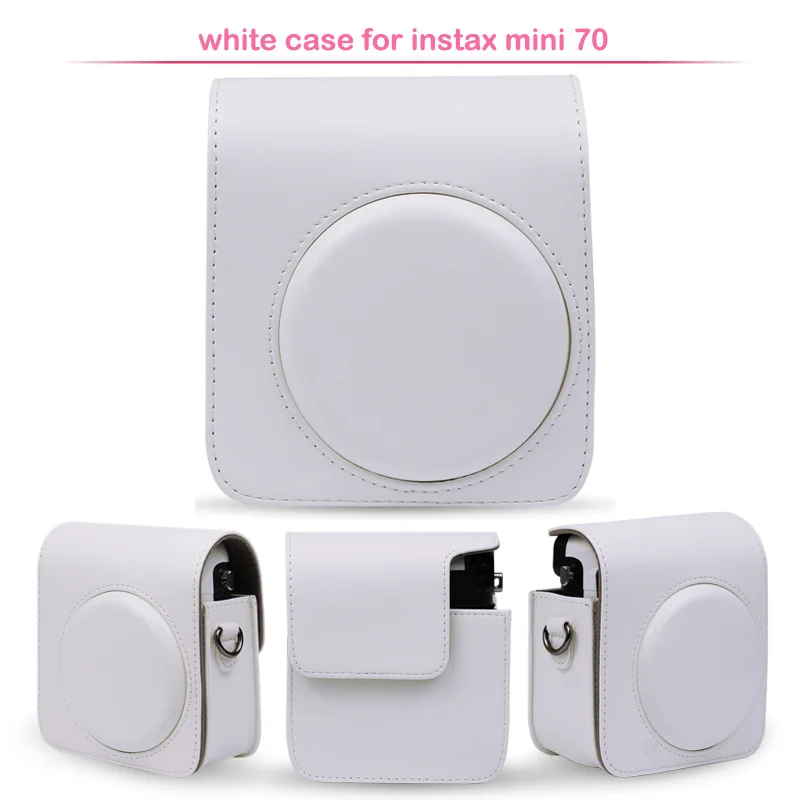 Fujifilm Instax Mini 70 Instant Camera Case, Protective PU Leather Classic Bag Cover/PVC Crystal Clear Case with Shoulder Strap