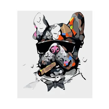 

Painting By Numbers DIY Dropshipping 40x50 50x65cm Wearing glasses smoking dog Animal Canvas Wedding Decoration Art picture Gift
