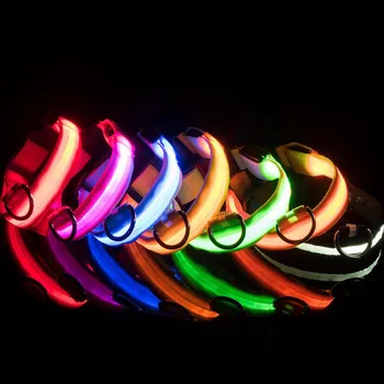 

LED Pet Dog Collar Nylon Night Luminous Safety Flashing Glow Dog Leash Colar Puppy Dogs Adjustable Collars Pet Supplies