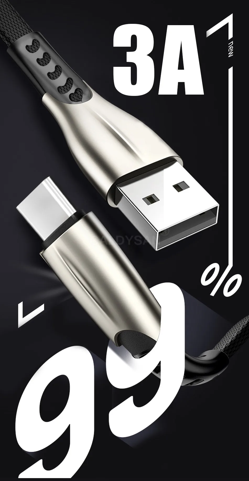 Кабель USB type-C для быстрой зарядки 1 м 2 м 3 м 3.0A для huawei K20 samsung S10 S9 S8 Android мобильный телефон type-C шнур для зарядки данных