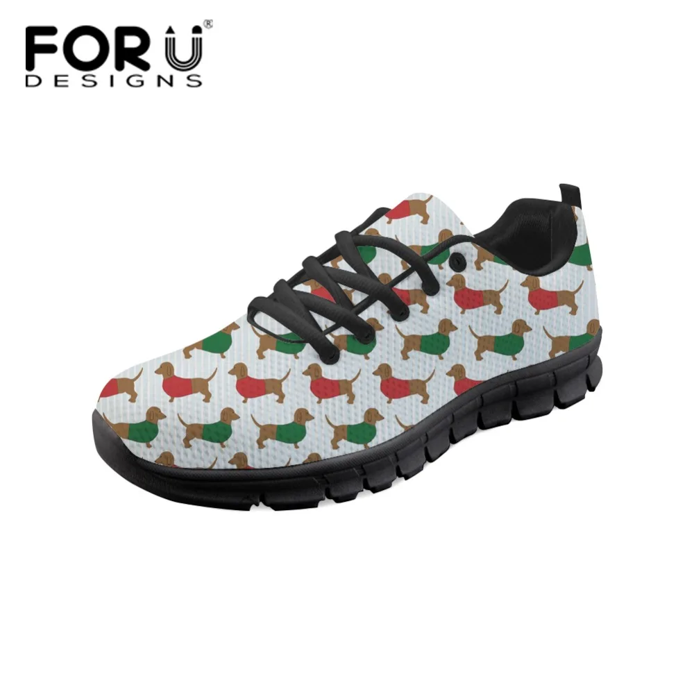 

FORUDESIGNS Dachshund Printing Women's Comfortable Sneakers Girls Breathable Colorful Animal Design Female Flat Shoes Mesh Shoes