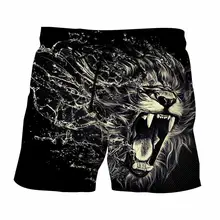 Летние мужские пляжные шорты Mighty lion с 3D принтом новые модные мужские Бермуды пляжные шорты фитнес брюки плюс размер быстросохнущие