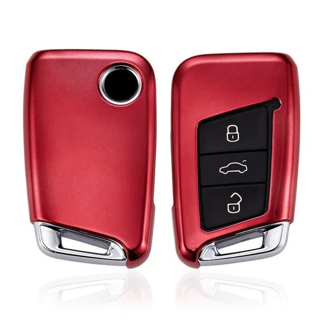 ТПУ защитный чехол для автомобильного ключа авто пульт дистанционного ключа чехол для Volkswagen VW Passat B8 Skoda Superb автомобильные аксессуары брелок - Название цвета: Красный