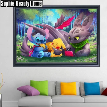 

Needlework Diy 5D Diamond Painting Cartoon Dragons Full Diamond Mosaic Pattern Diamond Embroidery Rhinestone Home Decor 197021