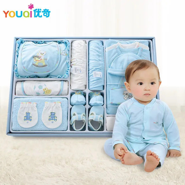100 Quality Cotton Brand Newborn Baby Clothes 18 Pieces Gift Set