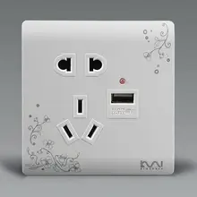 Настенная розетка пять отверстий с usb-разъемом универсальная розетка