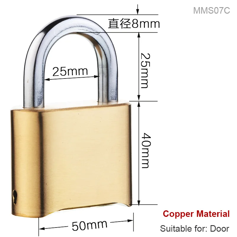 Водонепроницаемый Rustproof латунь Большой Пароль замок склад шкаф двери замки из меди и нержавеющей стали открытый забор замок - Цвет: MMS07C