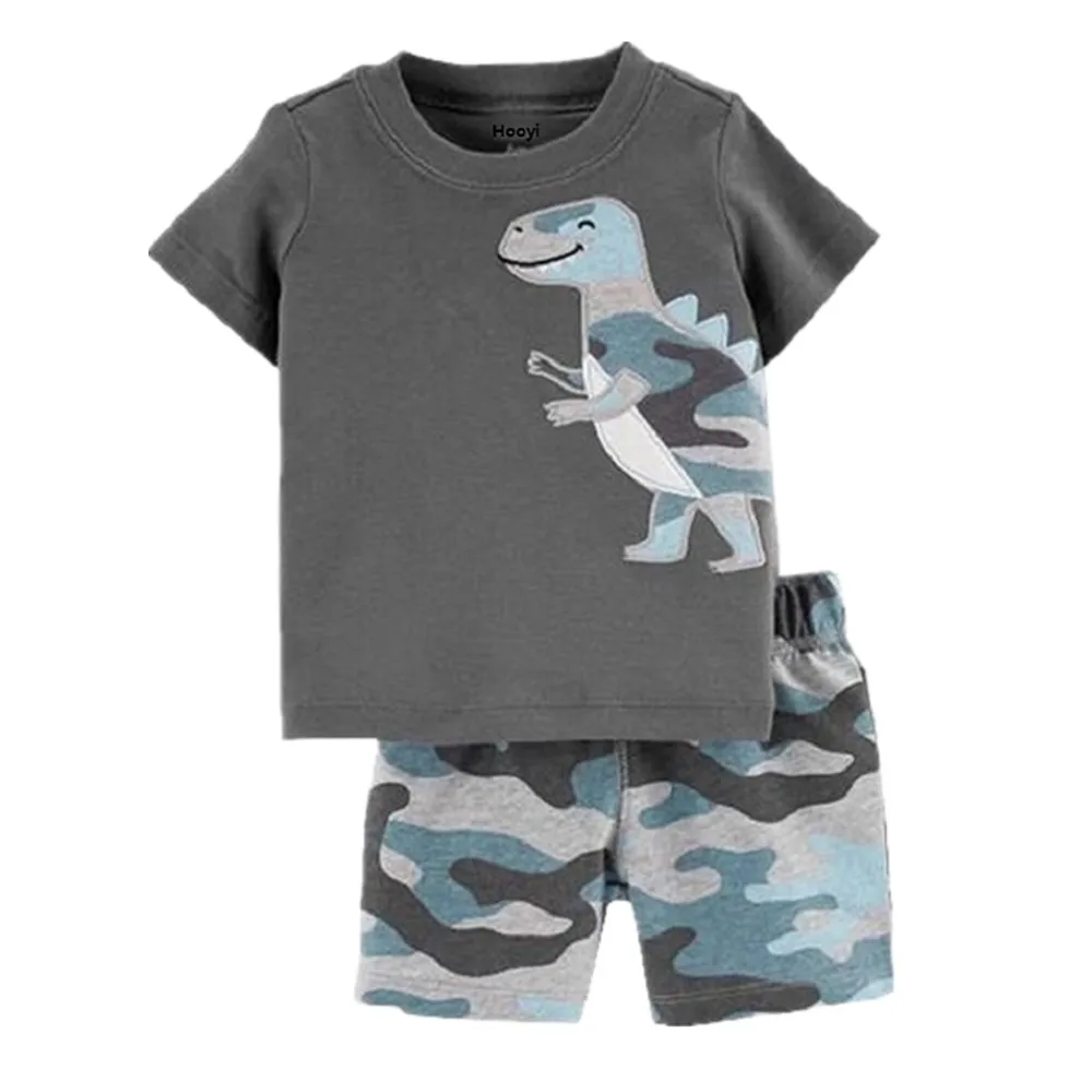 Excavator Little Boys Clothes Suit Summer Toddler Tops Pant Outfit Digger Boy Cotton Infant Clothing 6 9 12 18 24 Month Pajamas - Цвет: 14