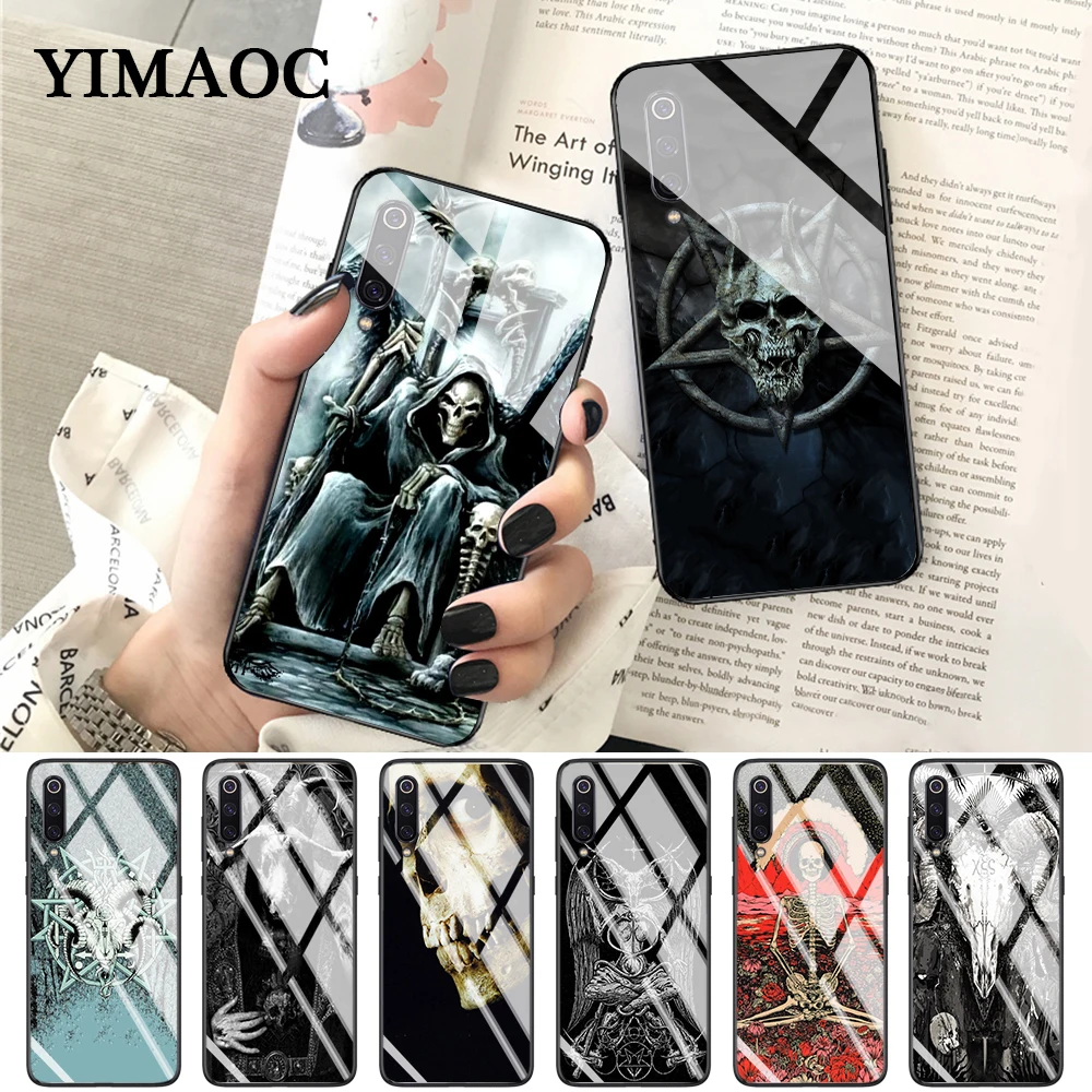 

YIMAOC satanic scary skul Glass Case for Xiaomi Redmi 4X 6A note 5 6 7 Pro Mi 8 9 Lite A1 A2 F1