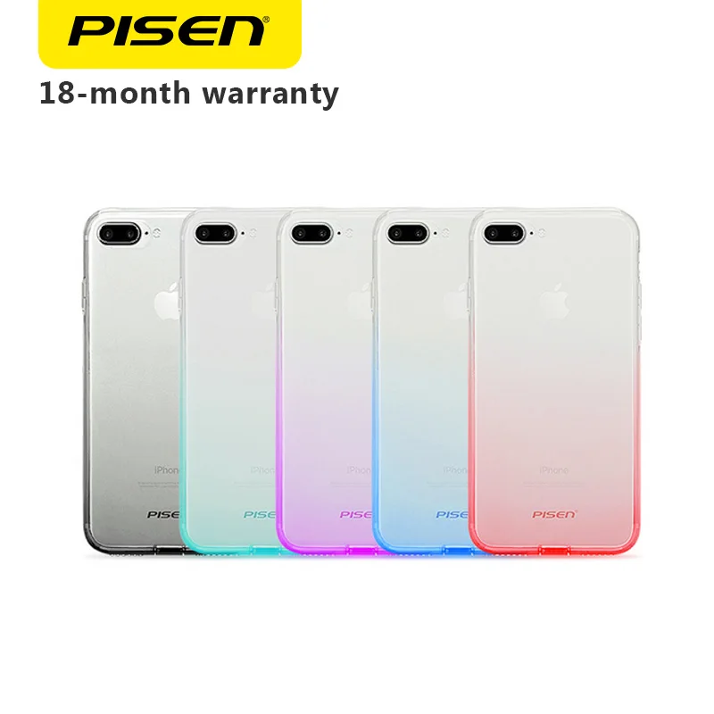 

PISEN Case for iPhone 7 Plus Transparent Back Gradient Colorful Soft Ultra Slim Protective Shell Cover for iPhone 7 Plus 5.5''