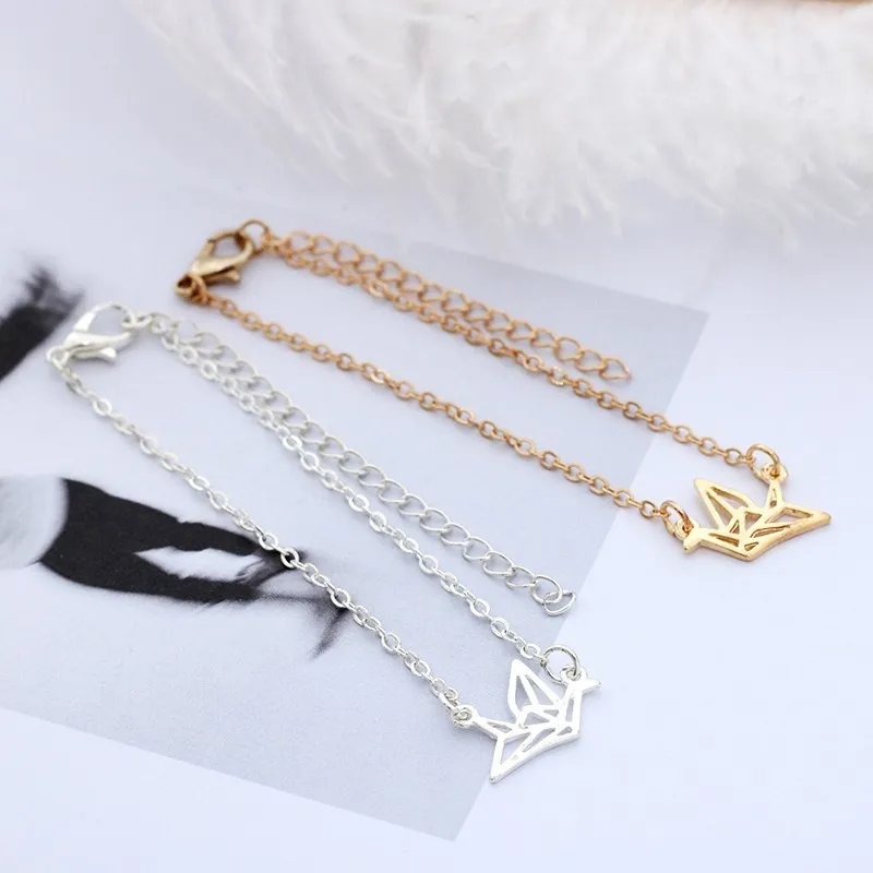 Simple-Tiny-Paper-Crane-Charms-Bracelets-For-Women-Hollow-Dove-Baby-Bird-Bracelet-Femme-Gold-Silver