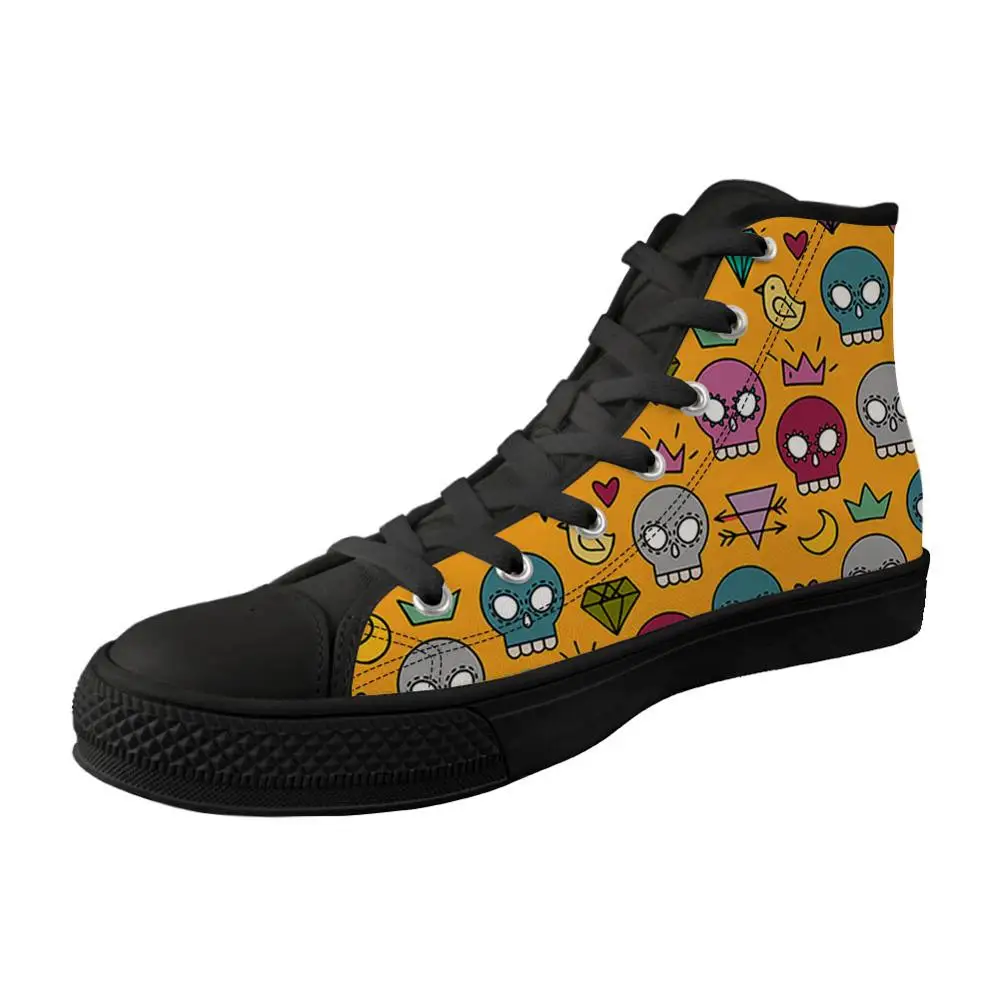 

ELVISWORDS Cartoon Skull Vulcanized Shoes Outdoor Simplism Comfortable Fashion Trends Walk Shoes for Men and Women