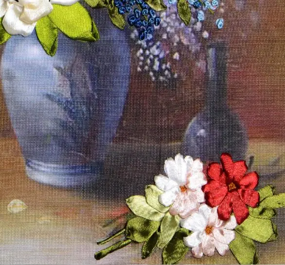50 см* 60 см DIY kit лента вышивка 3D Вышивка Цветы для гостиной bordar accesorios Серкль Бродер couture broderie
