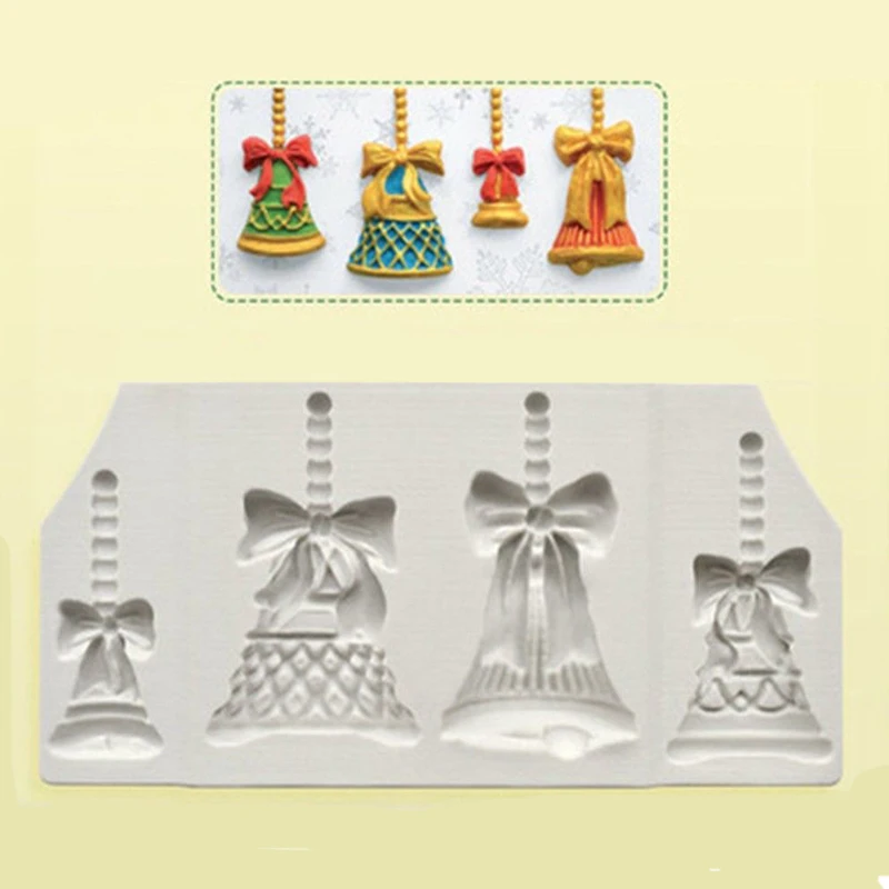 JX-LCLYL New Silicone Christmas Bell Cake Ornament Sugarcraft Cake Mould Art Decor DIY
