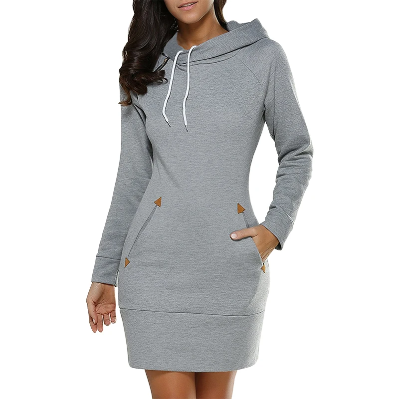 

New Dresses women 2019 AliExpress spring tie hooded high collar long-sleeved Thickening mini dress Vestidos clothing EFF6143
