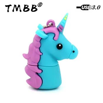 

Fast USB 3.0 Cartoon Green unicorn USB Flash Drives 64GB Mini Pendrive 16G 32G 128G 256G Memory Stick Pen Drive Flash disk Gifts